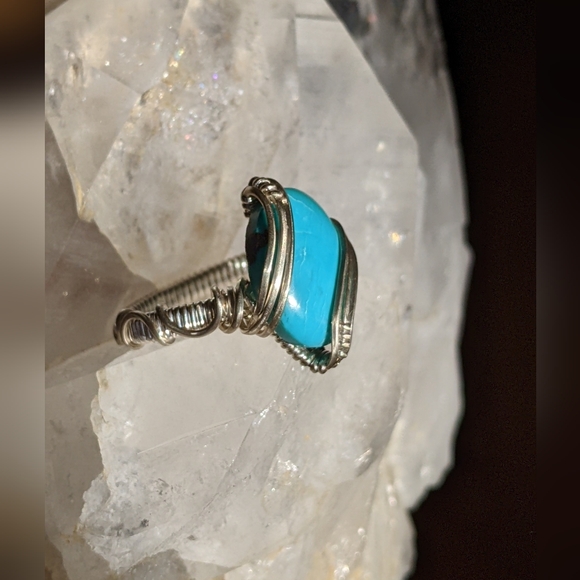 Artisan Sterling Silver Turquoise Ring Southwestern Statement Jewelry Sky Blue - Picture 14 of 15
